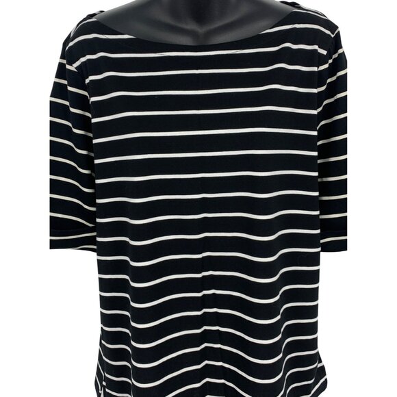 Ralph Lauren Women XXL Extra Large Black White Stripe Short Sleeve Boat NWT New - Picture 2 of 9